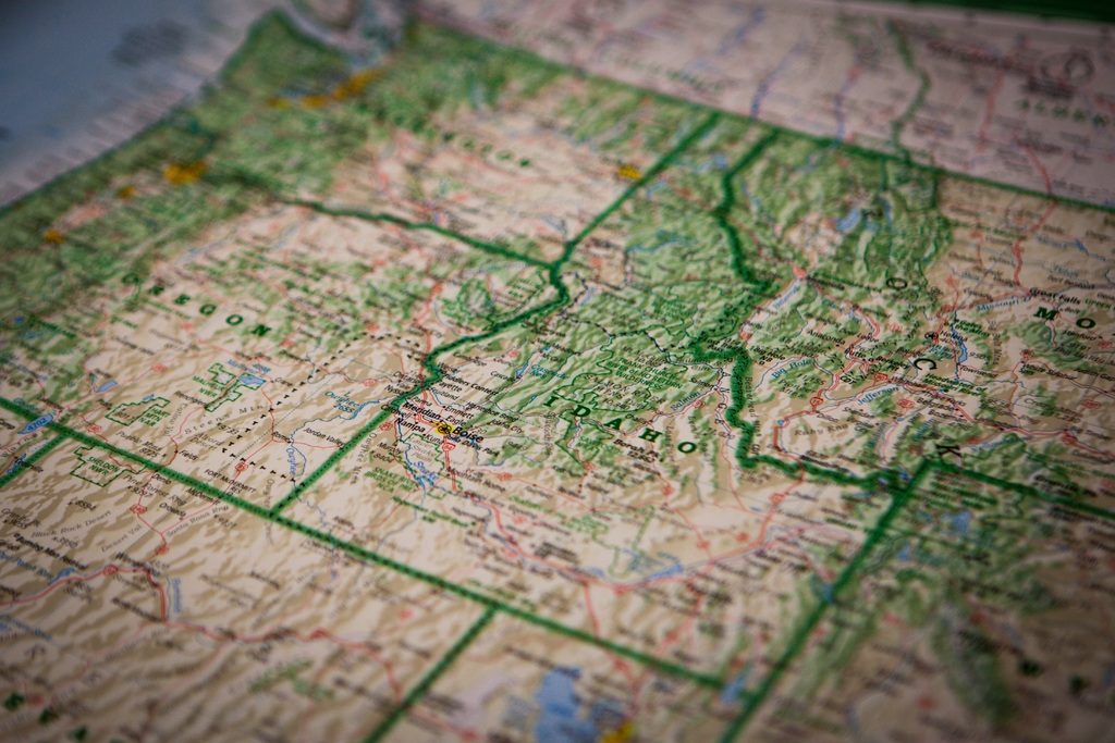 idaho map for a road trip