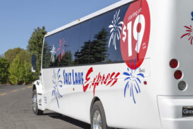 Patriotic buses from Salt Lake Express