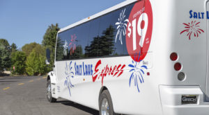 Patriotic buses from Salt Lake Express