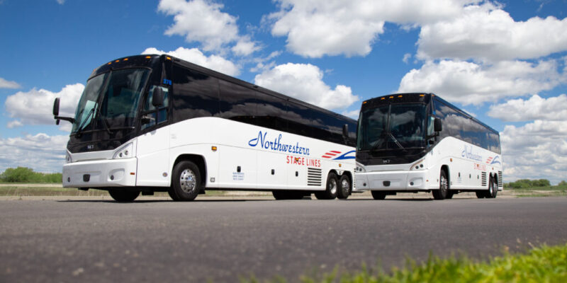 Northwestern Stage Lines branded motorcoaches